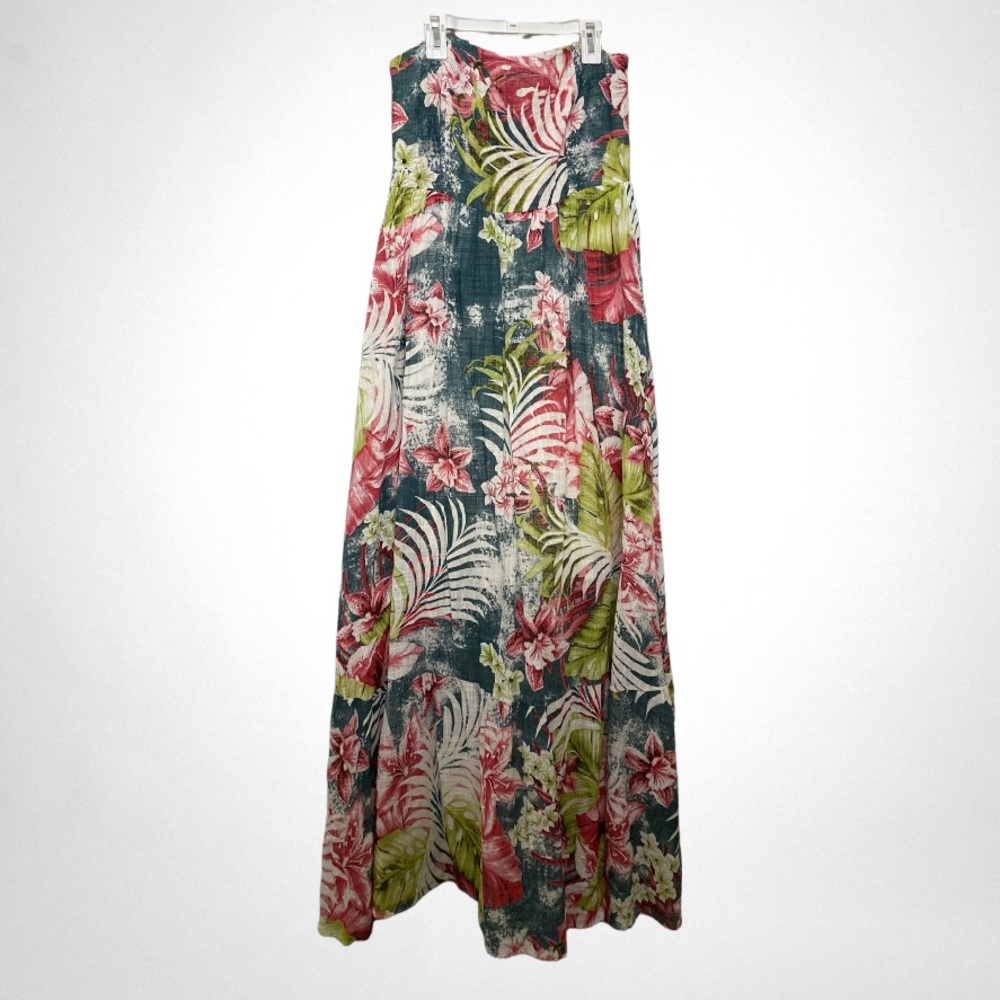 Maxi Floral Tank Dress in Green and Pink